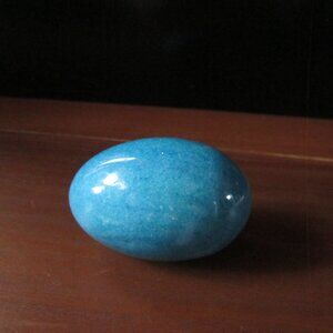 Vintage Marble Alabaster Egg Turquoise  Blue Color, 2 1/4" Long
